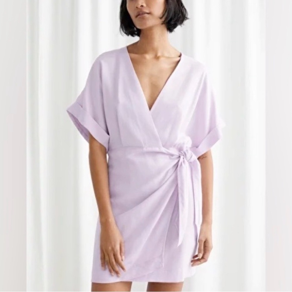& Other Stories Lilac Wrap Short Robe Dress, size 6